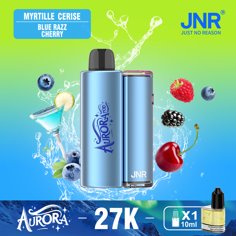 Blue Razz Cherry JNR AURORA 27000 Vape â Saveur Intense et Longue DurĂ©e