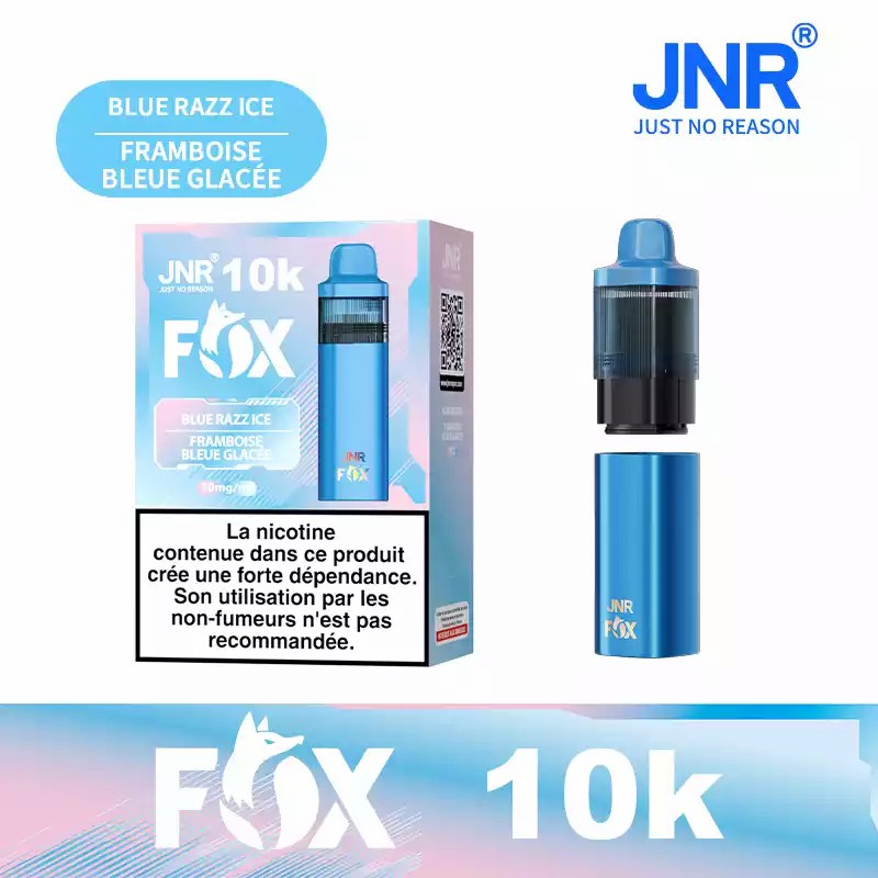Pod Rechargeable Blue Razz Ice JNR FOX 10000 Vape Piquante