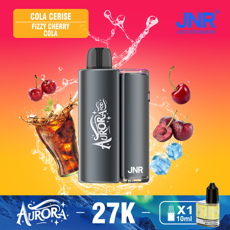 JNR AURORA 27000 Fizzy Cherry Cola Vape – Saveur Pétillante & 27 000 Puffs