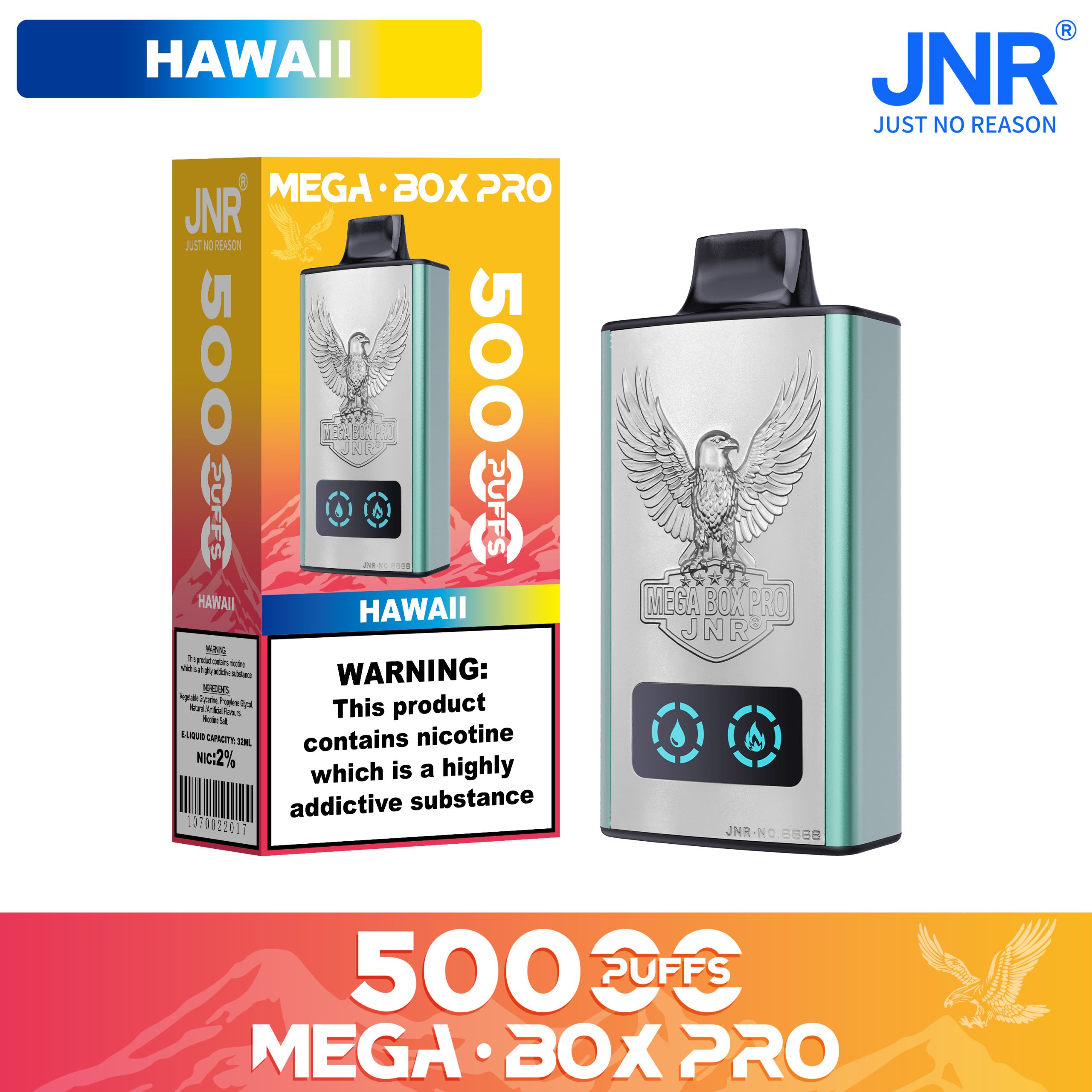 JNR Mega Box Pro 50000 Hawaii â Vape Tropicale Longue DurĂ©e