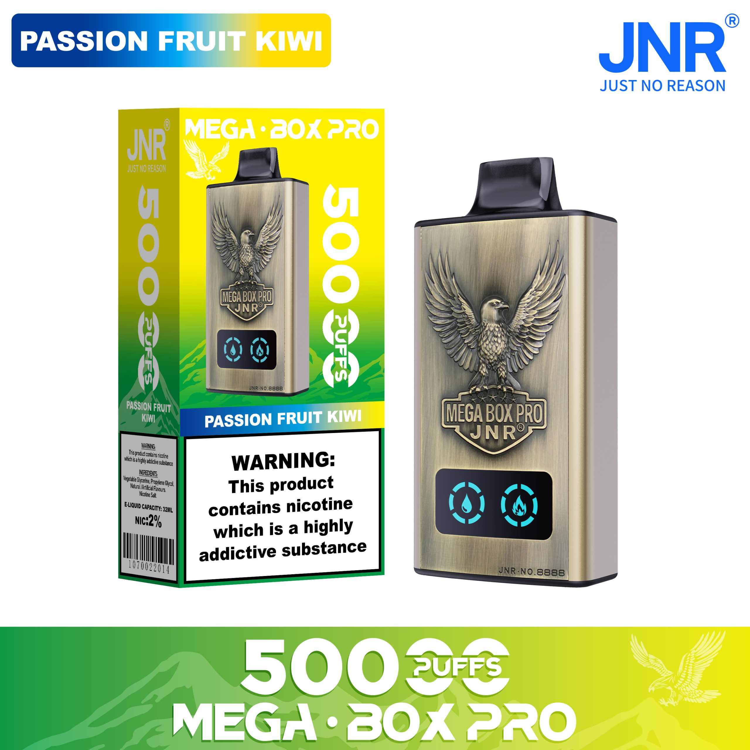 Passion Fruit Kiwi JNR Mega Box Pro 50000 Vape Exotique Fruité