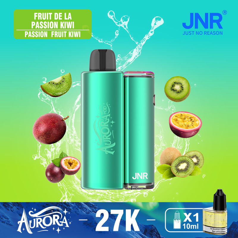 JNR AURORA 27000 Passion Fruit Kiwi â Vape Longue DurĂ©e et Saveur Exotique