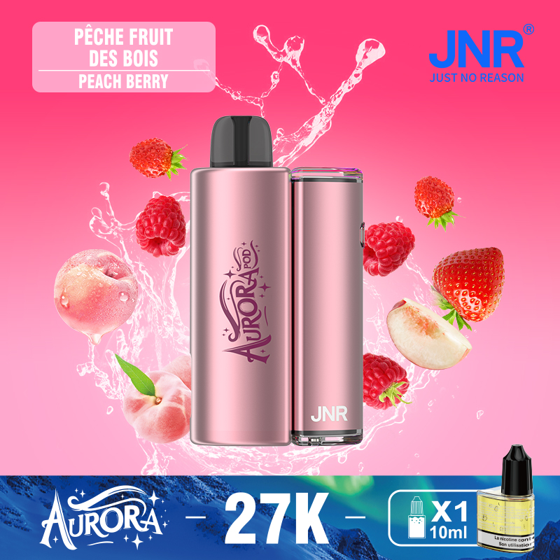 Peach Berry JNR Aurora 27000 Vape â Saveur FruitĂ©e Longue DurĂ©e