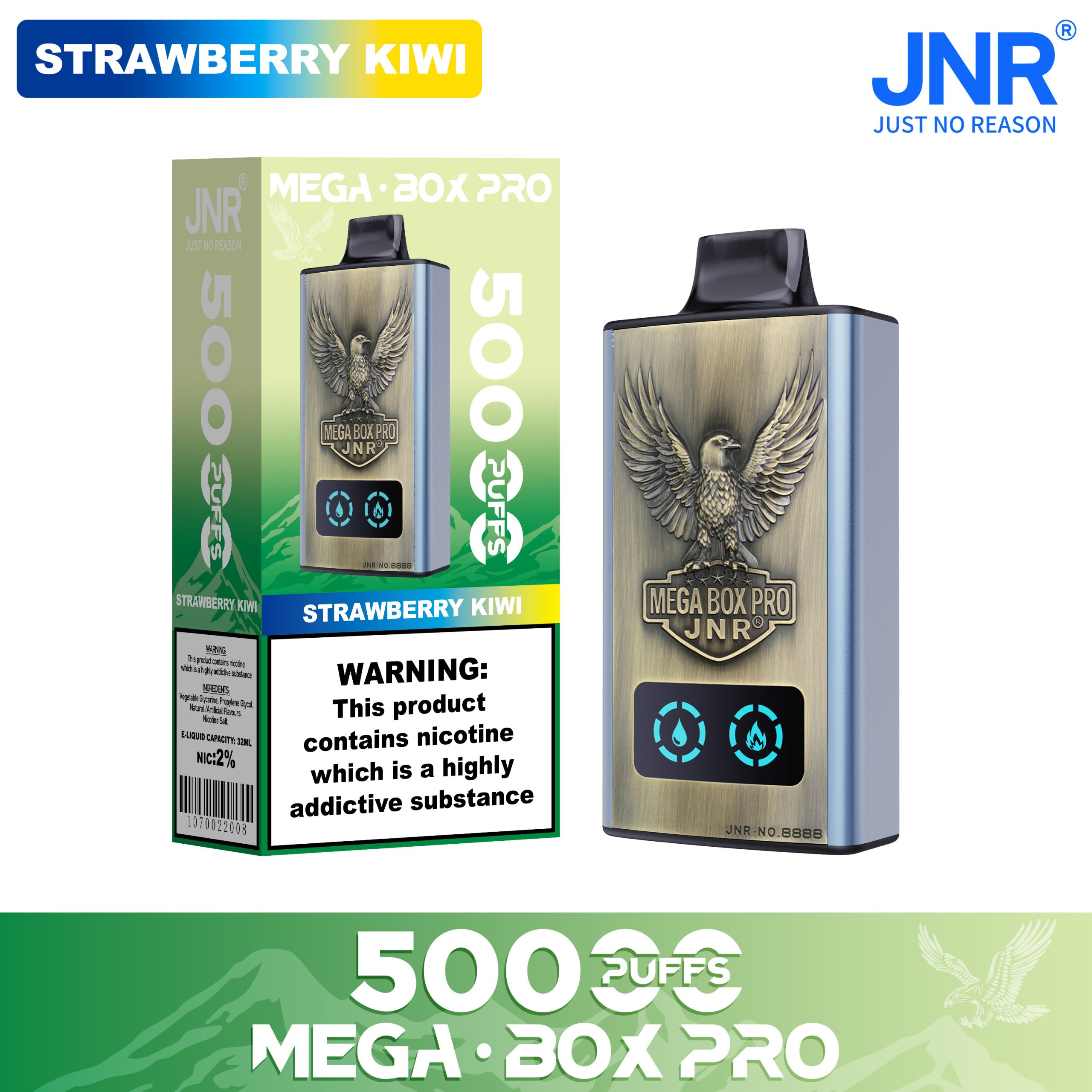 Strawberry Kiwi JNR Mega Box Pro 50000 Vape – Saveur Tropicale Équilibrée