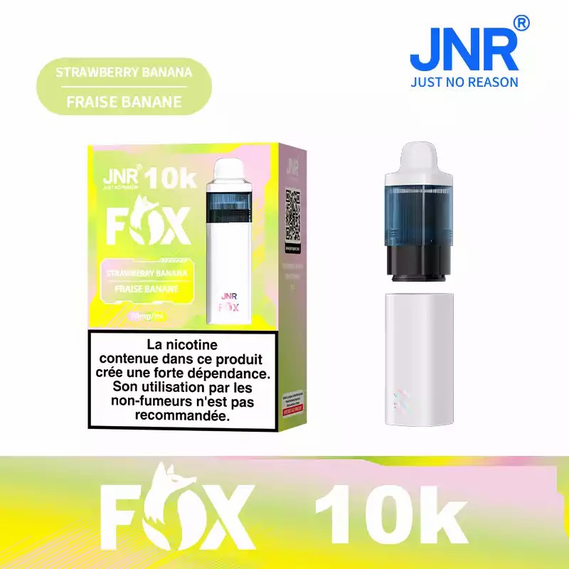 JNR FOX 10000 Strawberry Banana Pod Rechargeable Vape 10 000 Bouffées