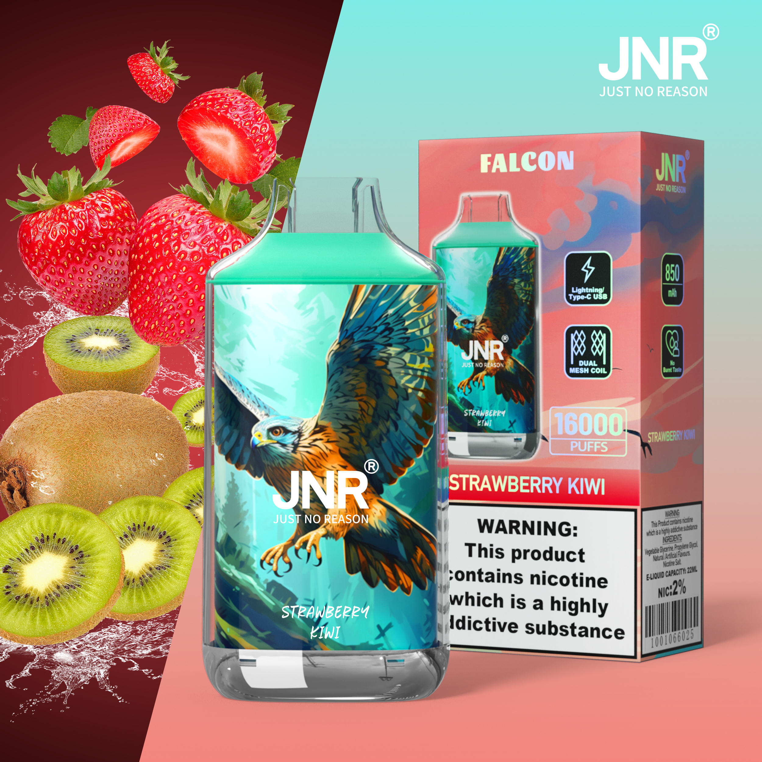 JNR Falcon 16000 Vape Strawberry Kiwi – Saveur Fruitée Intense