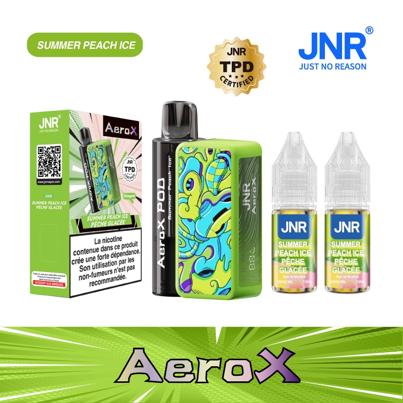 JNR Aero X 32000 Summer Peach Ice Vape Pod Rechargeable & Saveur Fruitée